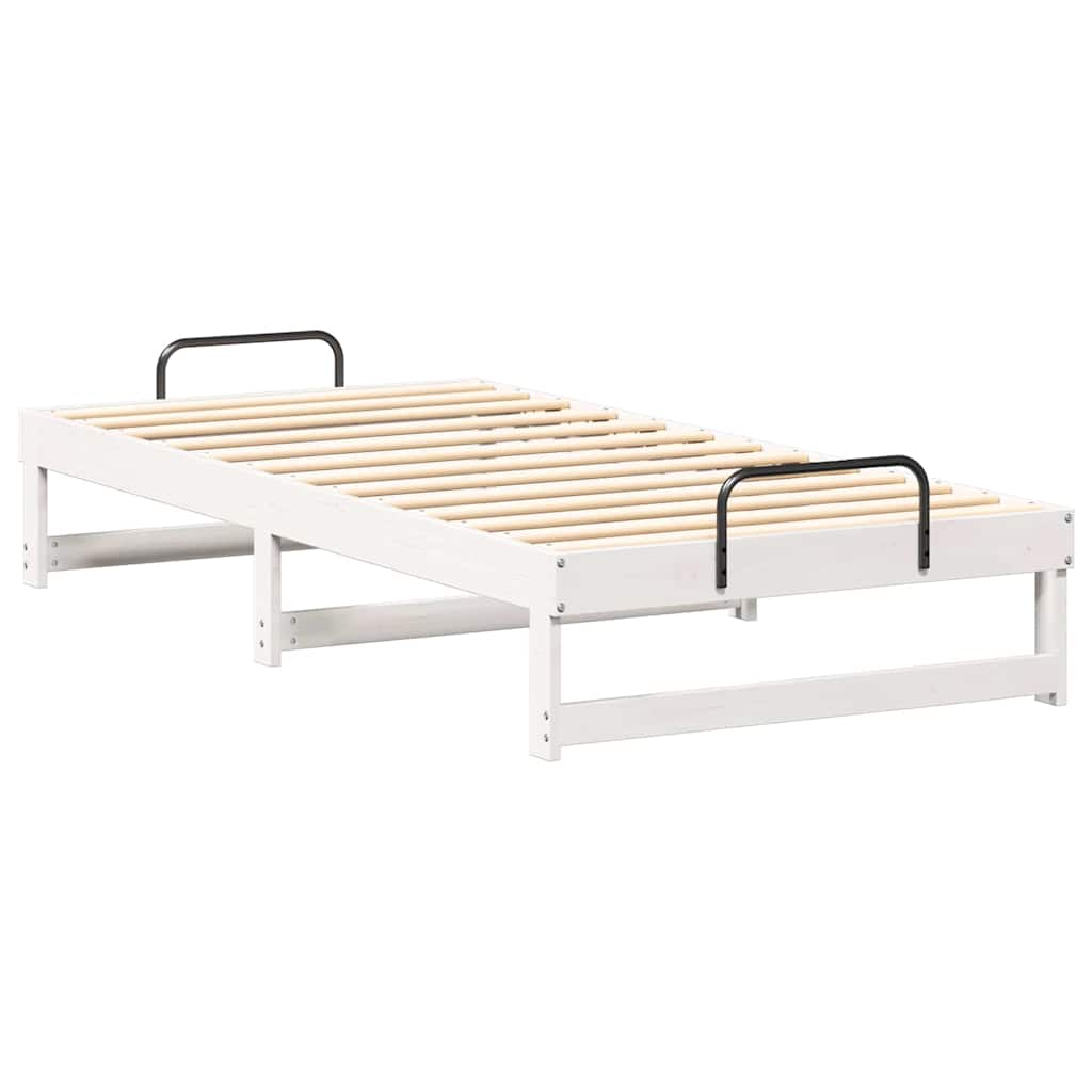 Bettrahmen Weiß 75 x 190 cm Massives Kiefernholz