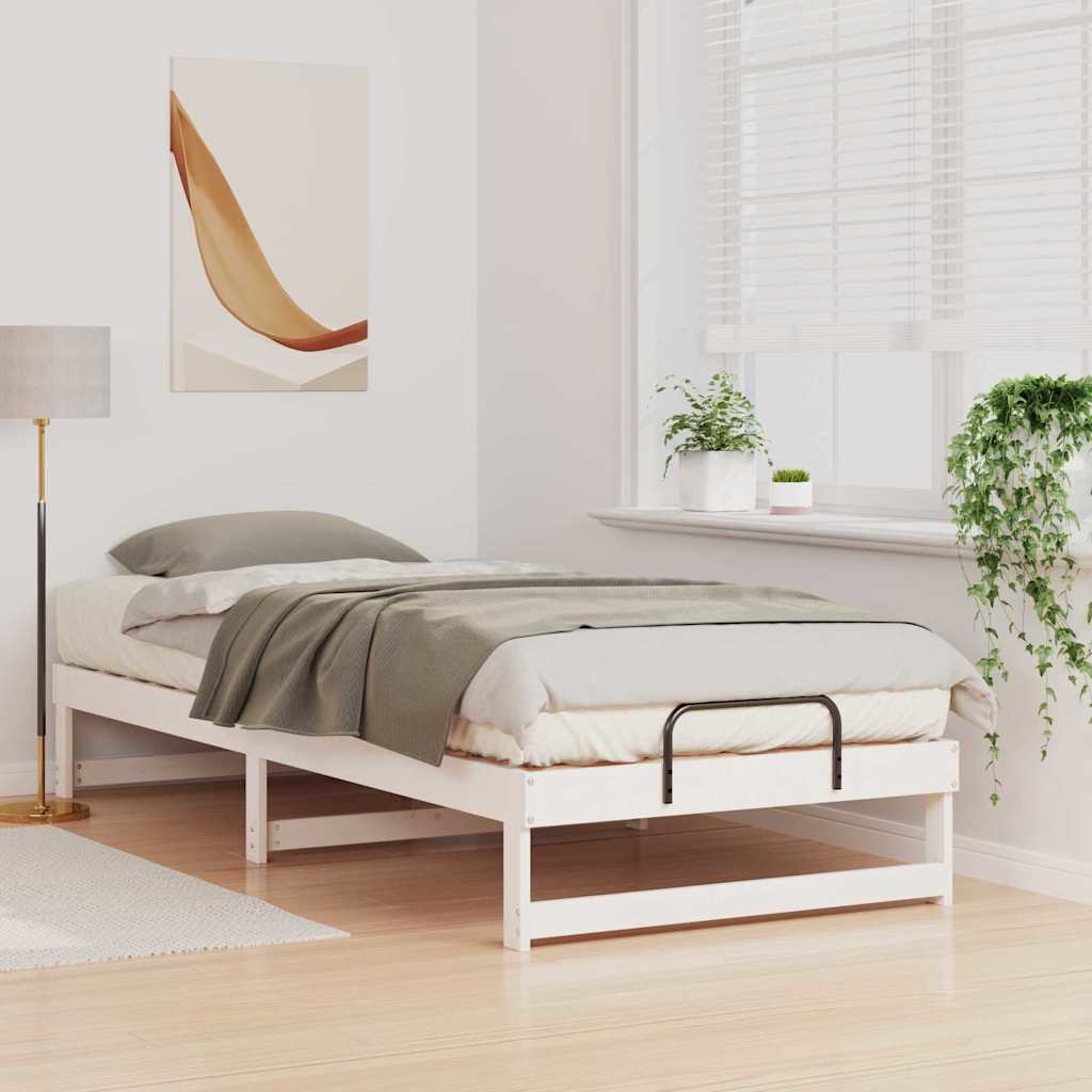 Bettrahmen Weiß 90 x 220 cm Massives Kiefernholz