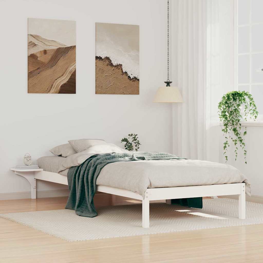 Bettgestell mit Nachttischen Weiß 90 x 210 cm
