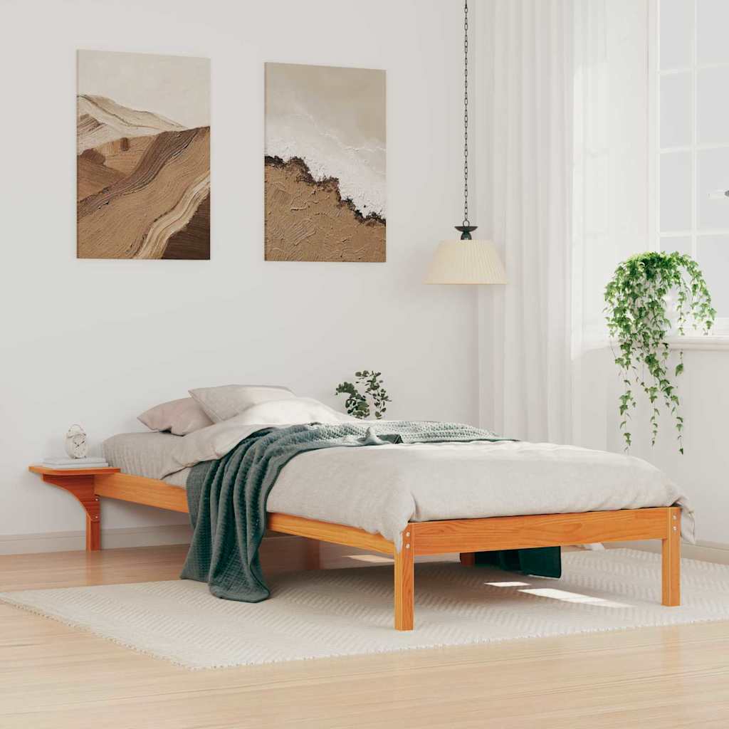 Bettgestell mit Nachttischen Wachsbraun 90 x 210 cm