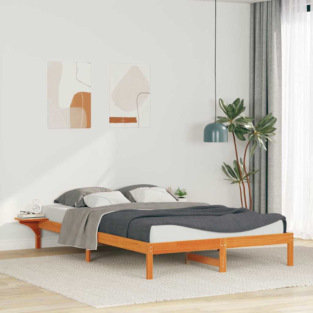 Bettgestell mit Nachttischen Wachsbraun 140 x 210 cm