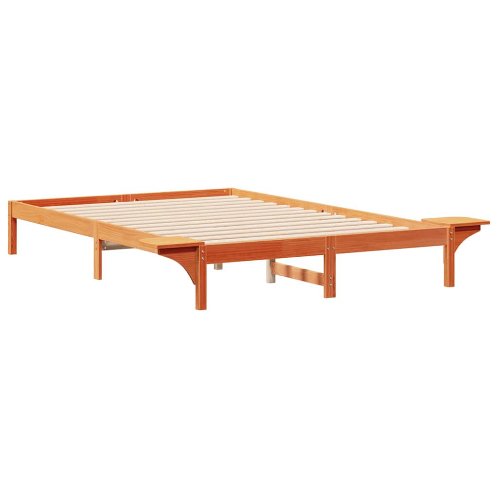 Bettgestell mit Nachttischen Wachsbraun 140 x 210 cm