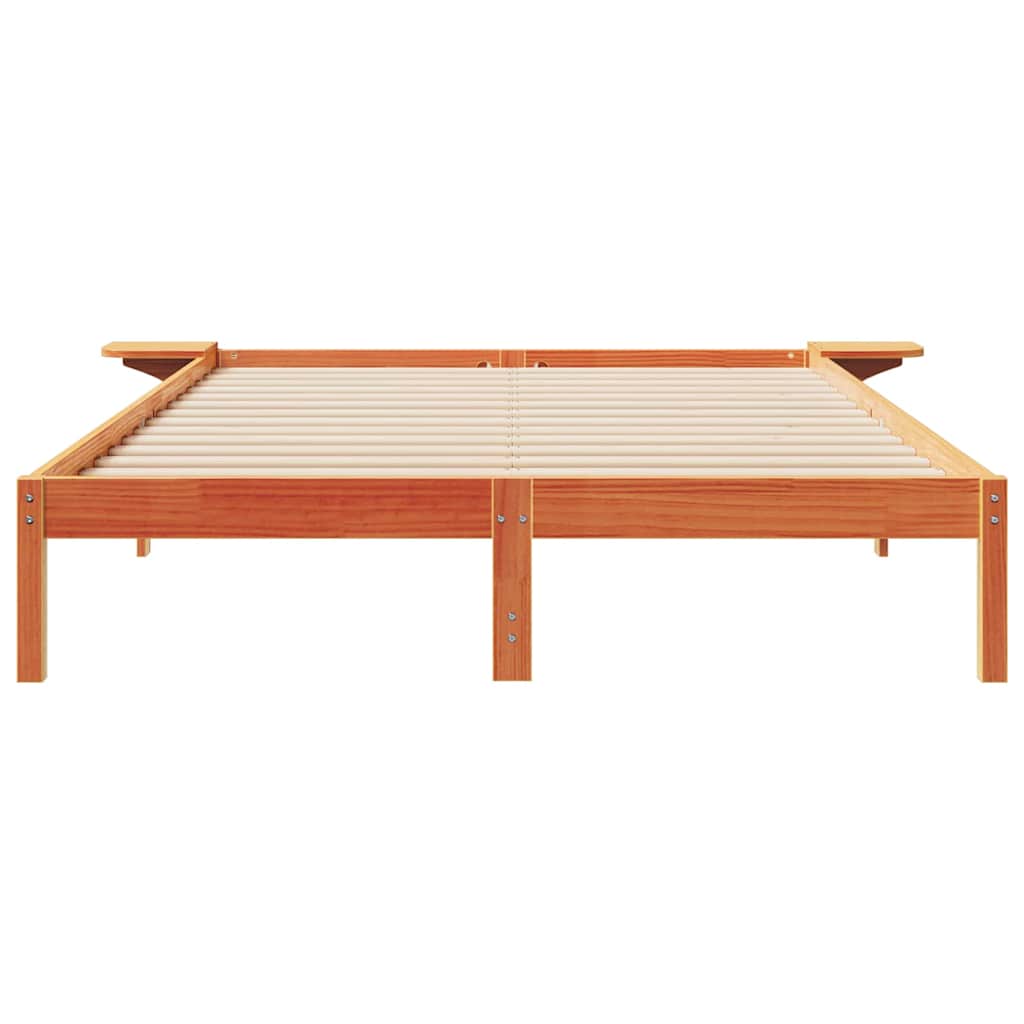 Bettgestell mit Nachttischen Wachsbraun 140 x 210 cm