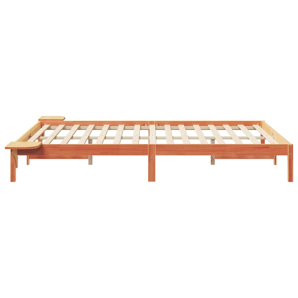 Bettgestell mit Nachttischen Wachsbraun 140 x 210 cm