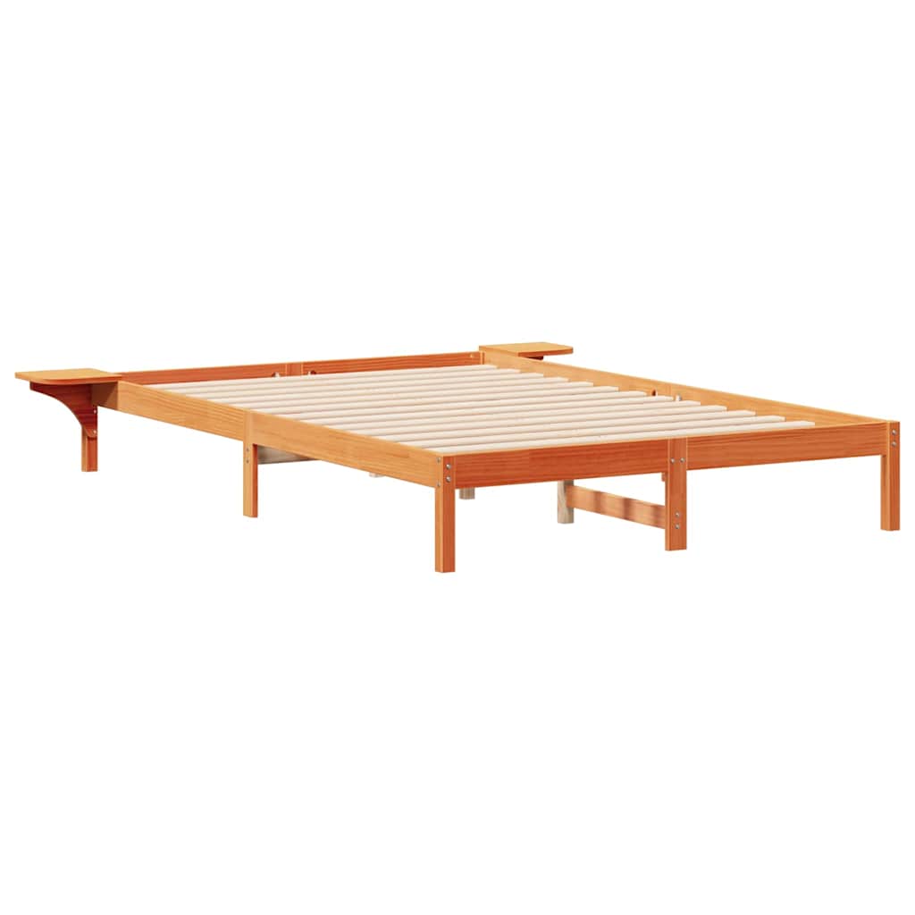 Bettgestell mit Nachttischen Wachsbraun 160 x 210 cm