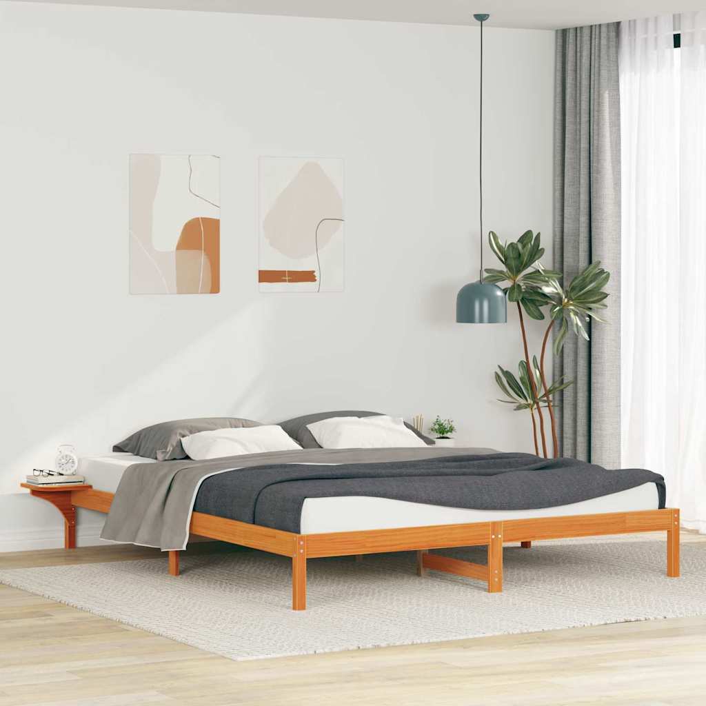 Bettgestell mit Nachttischen Wachsbraun 180 x 210 cm