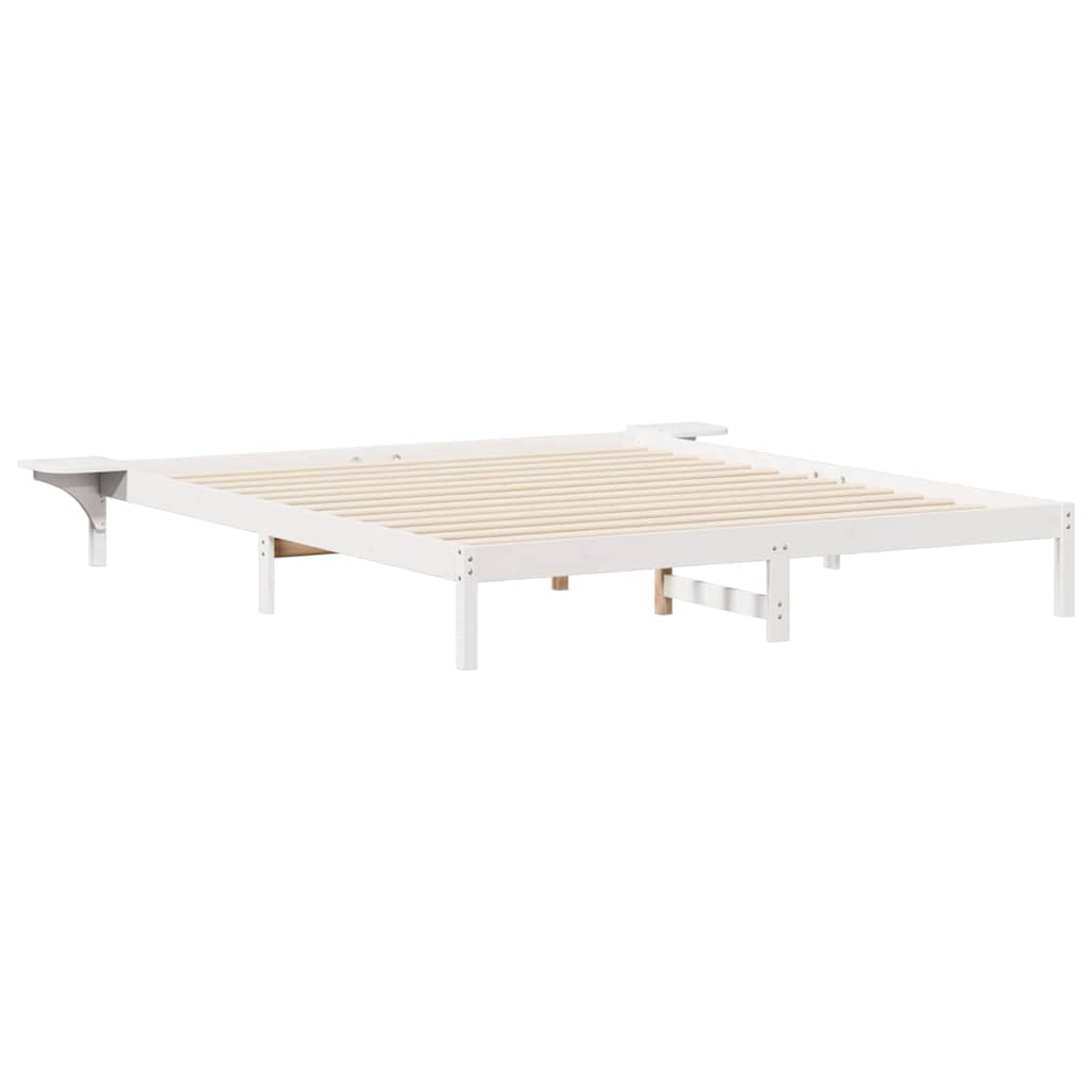 Bettgestell mit Nachttischen Weiß 200 x 210 cm