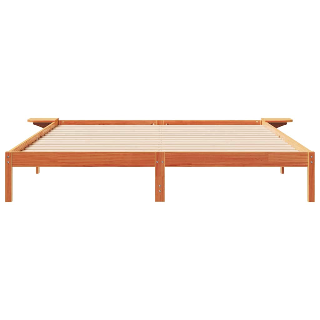 Bettgestell mit Nachttischen Wachsbraun 200 x 210 cm