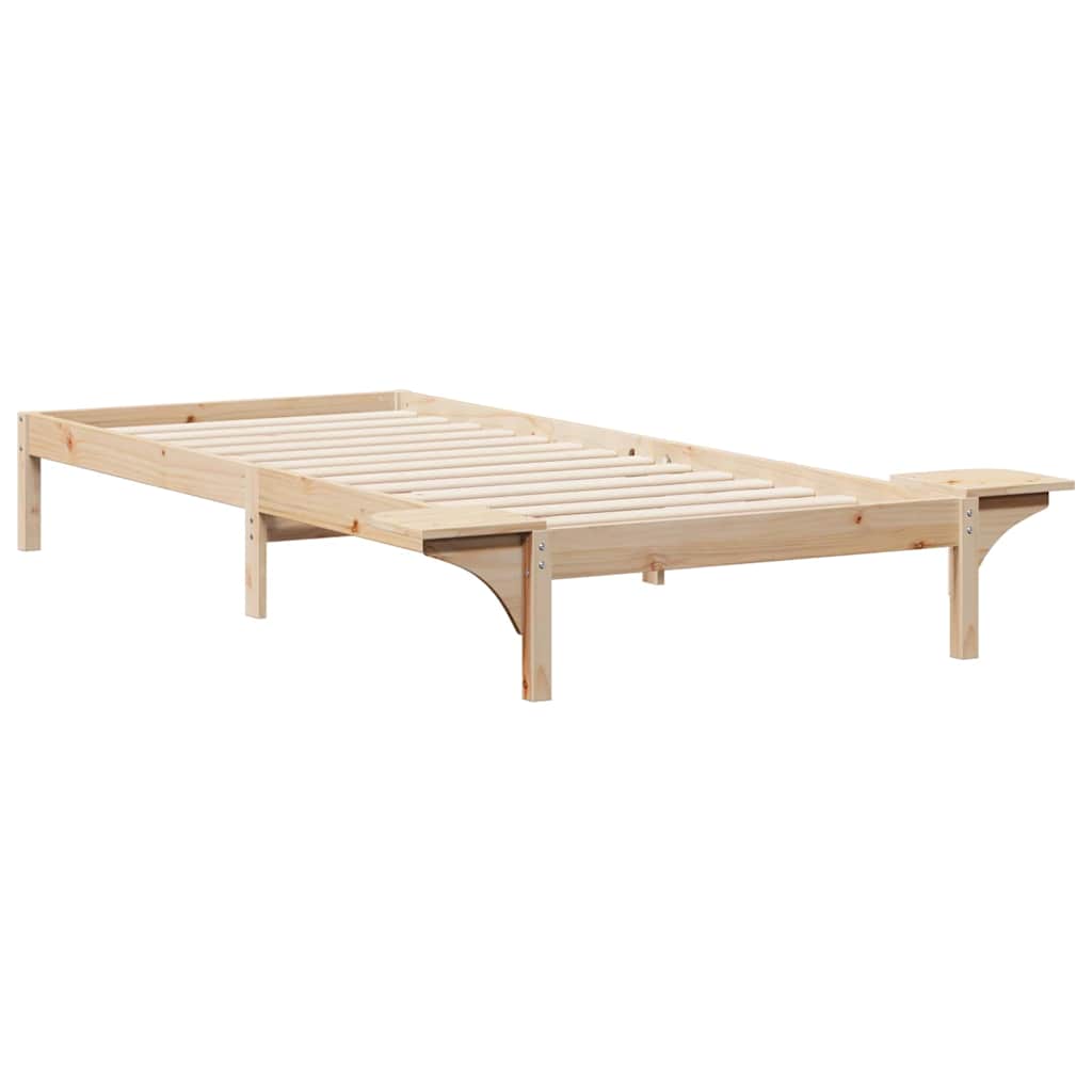 Bettgestell mit Nachttischen Natur 90 x 220 cm