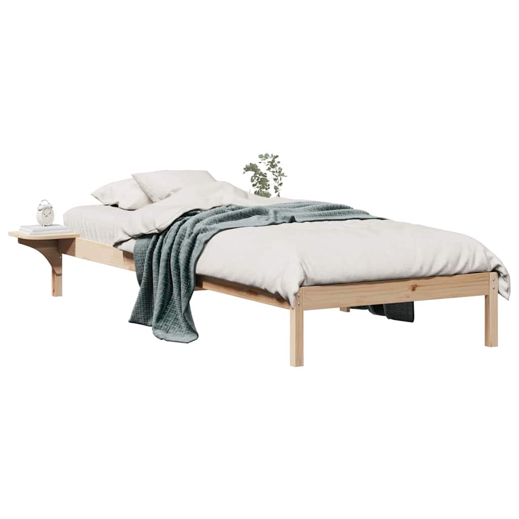 Bettgestell mit Nachttischen Natur 90 x 220 cm