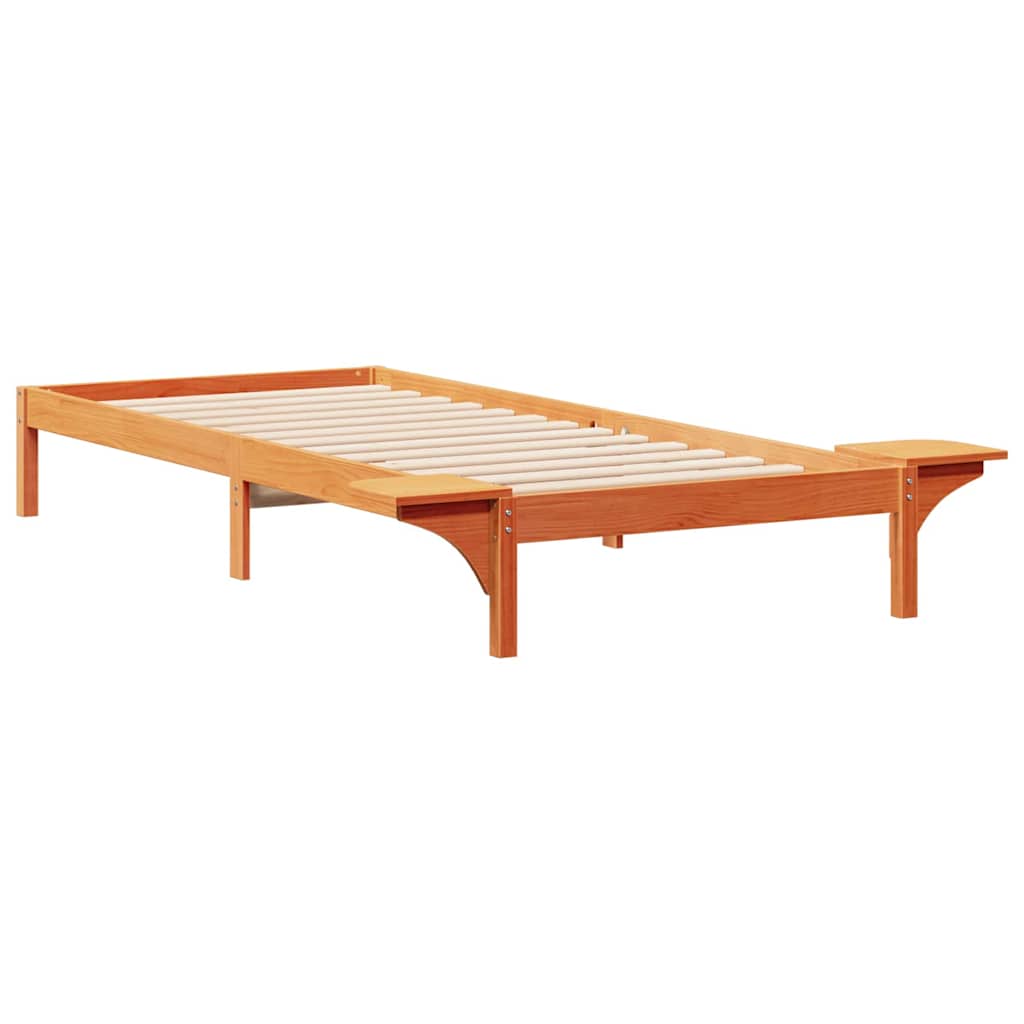 Bettgestell mit Nachttischen Wachsbraun 100 x 220 cm