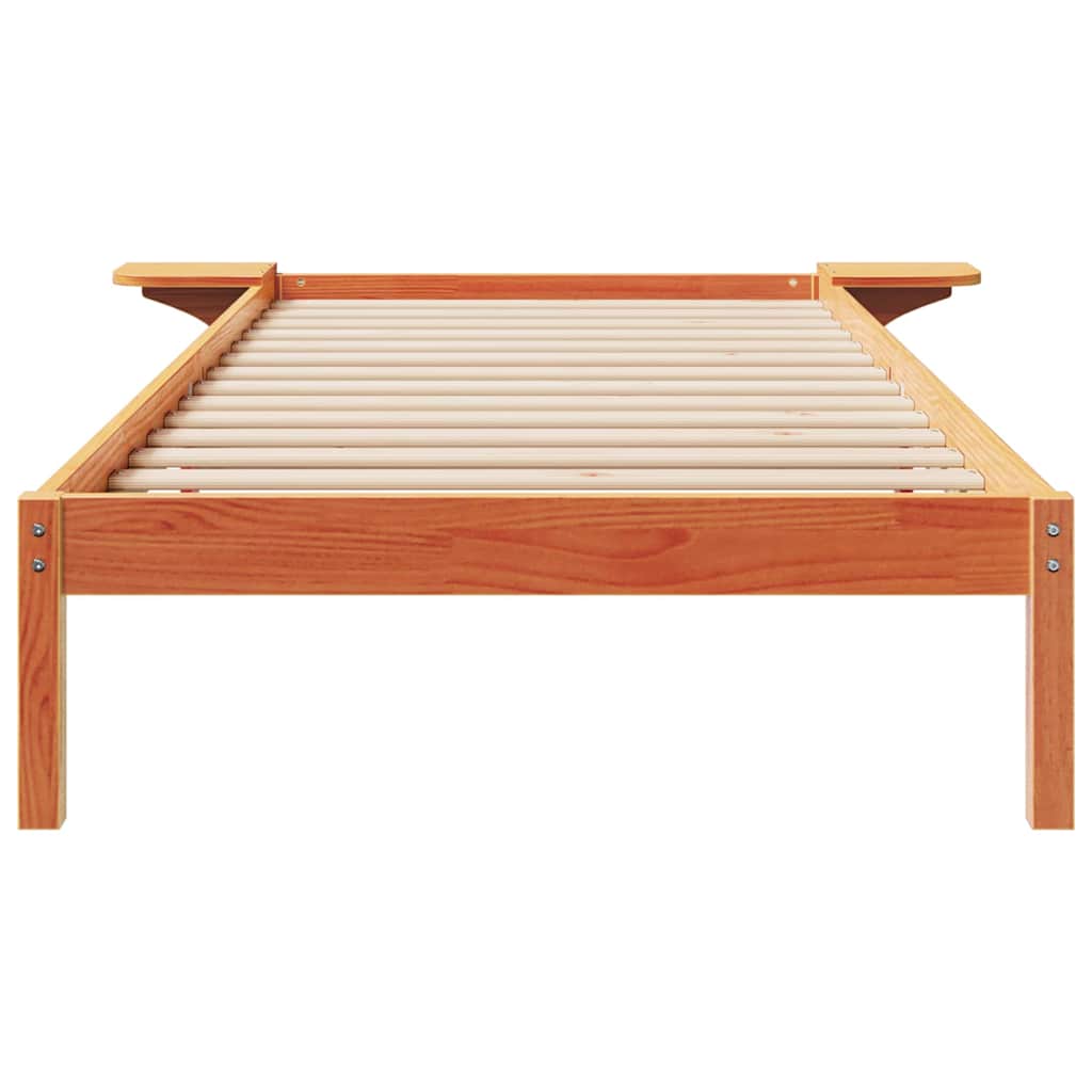 Bettgestell mit Nachttischen Wachsbraun 100 x 220 cm