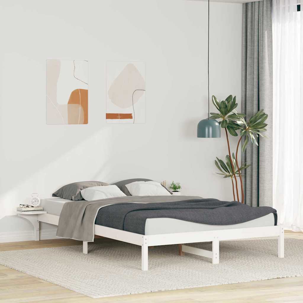 Bettgestell mit Nachttischen Weiß 160 x 220 cm