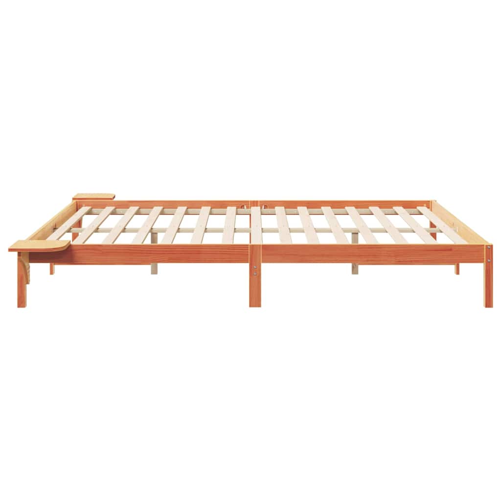 Bettgestell mit Nachttischen Wachsbraun 180 x 220 cm