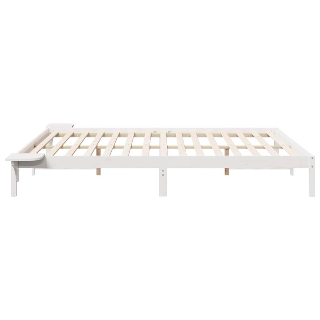 Bettgestell mit Nachttischen Weiß 200 x 220 cm
