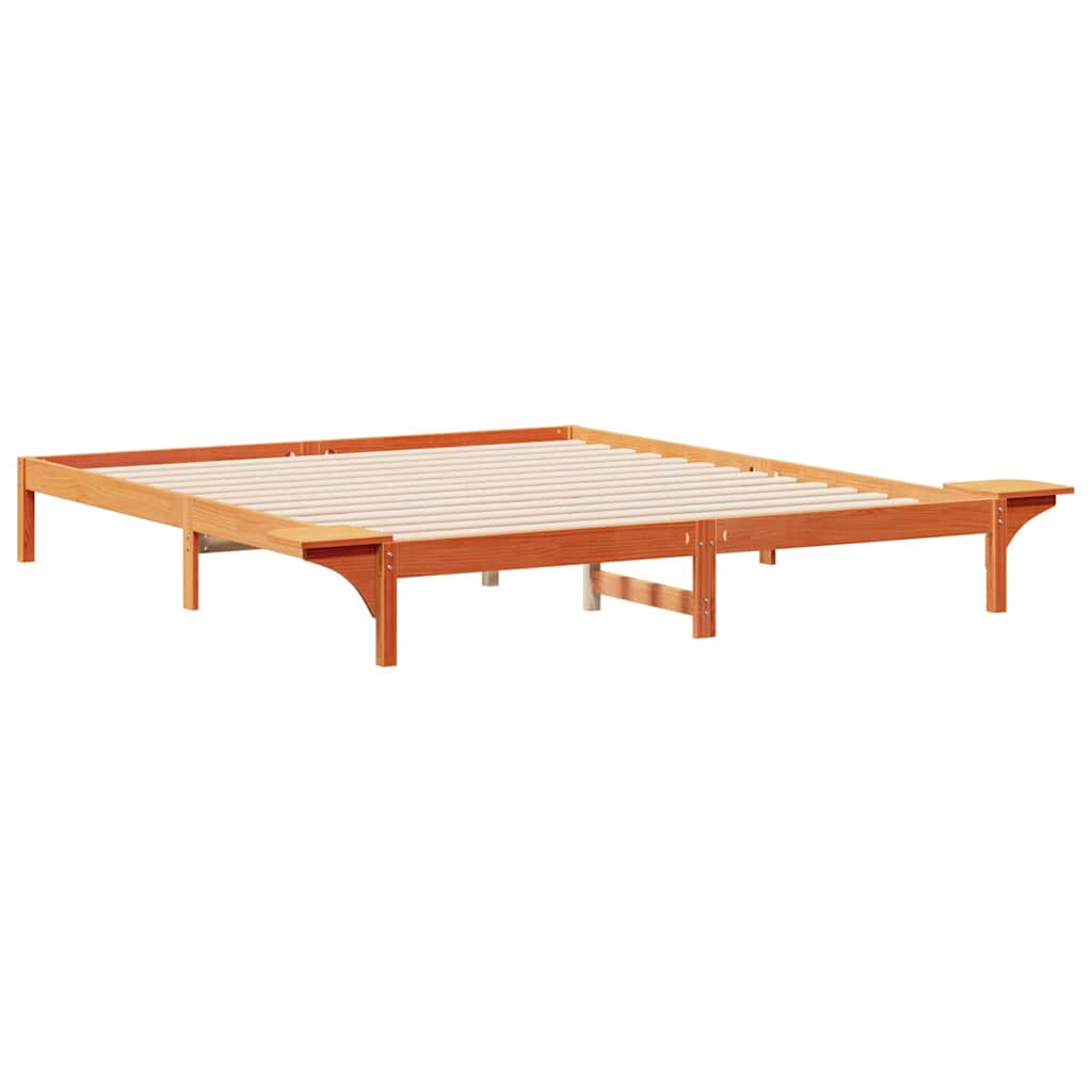 Bettgestell mit Nachttischen Wachsbraun 200 x 220 cm