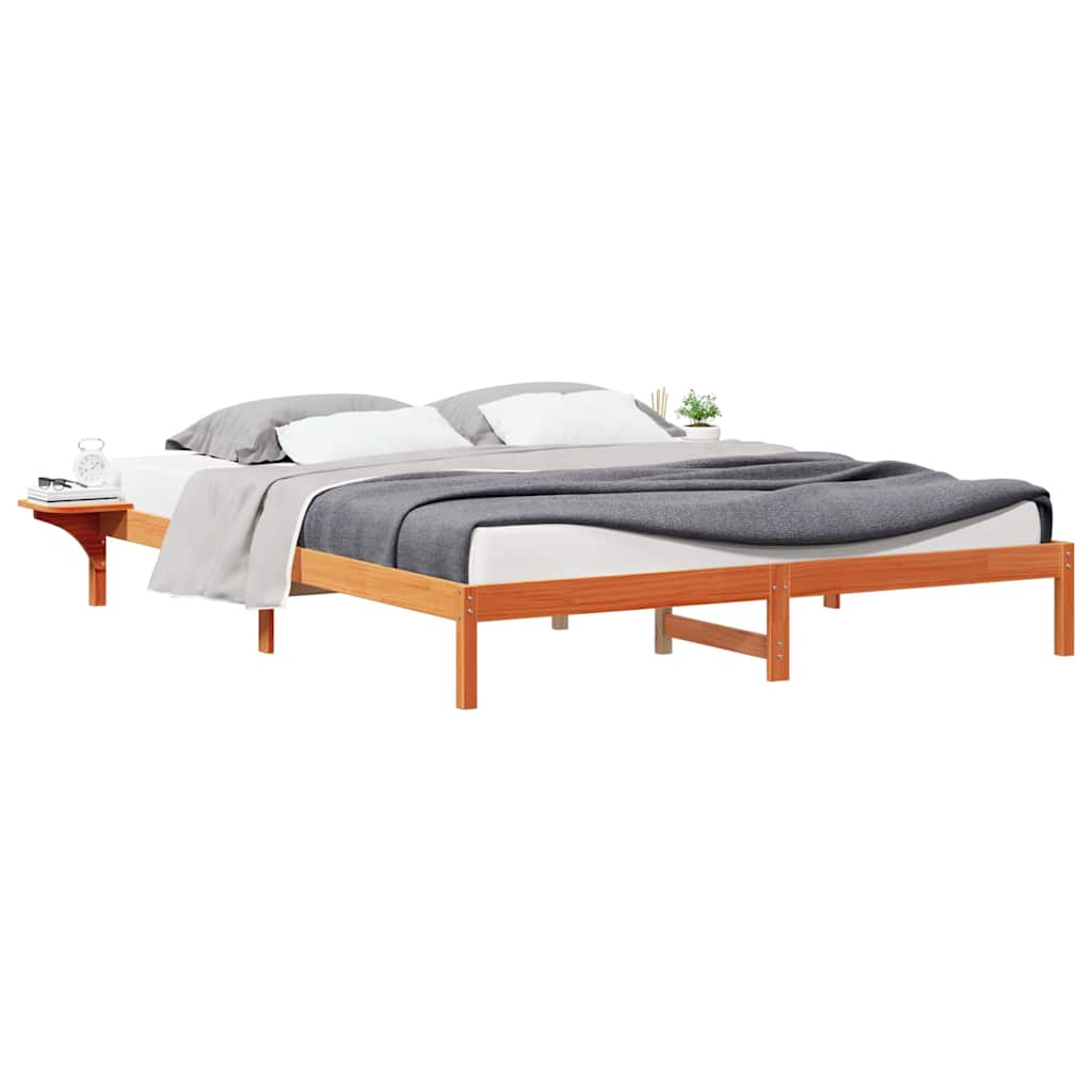 Bettgestell mit Nachttischen Wachsbraun 200 x 220 cm