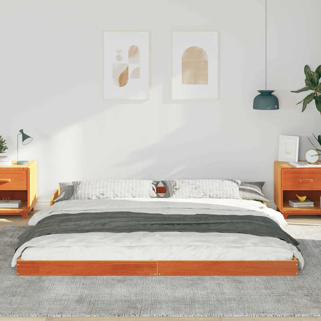 Bettrahmen Wachsbraun 200 x 200 cm Massives Kiefernholz