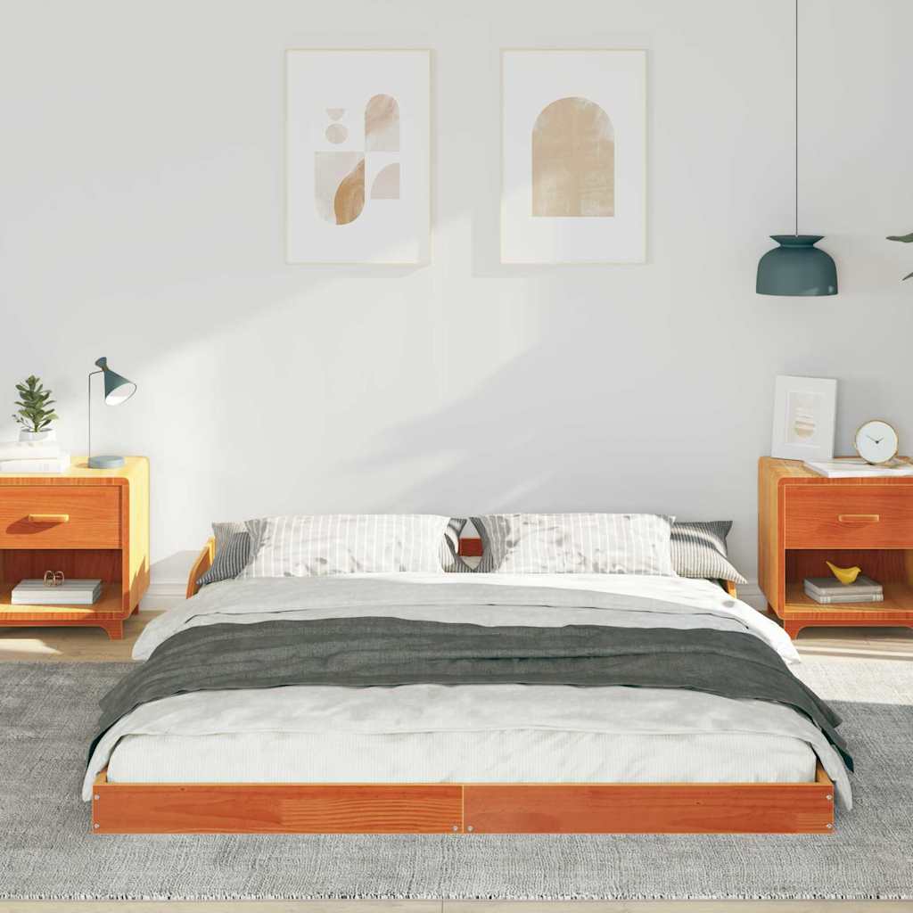 Bettrahmen Wachsbraun 150 x 200 cm Massives Kiefernholz