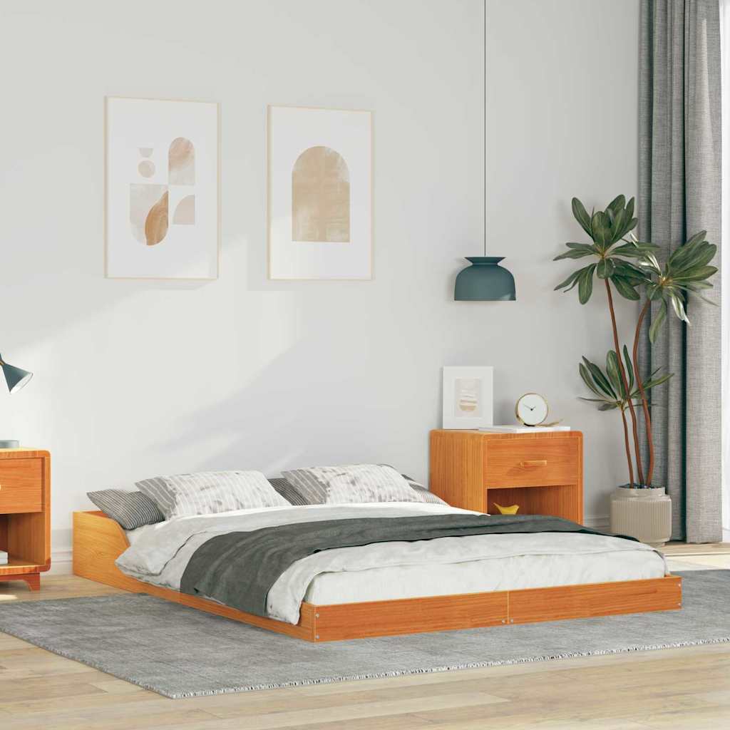 Bettrahmen Wachsbraun 135 x 190 cm Massives Kiefernholz