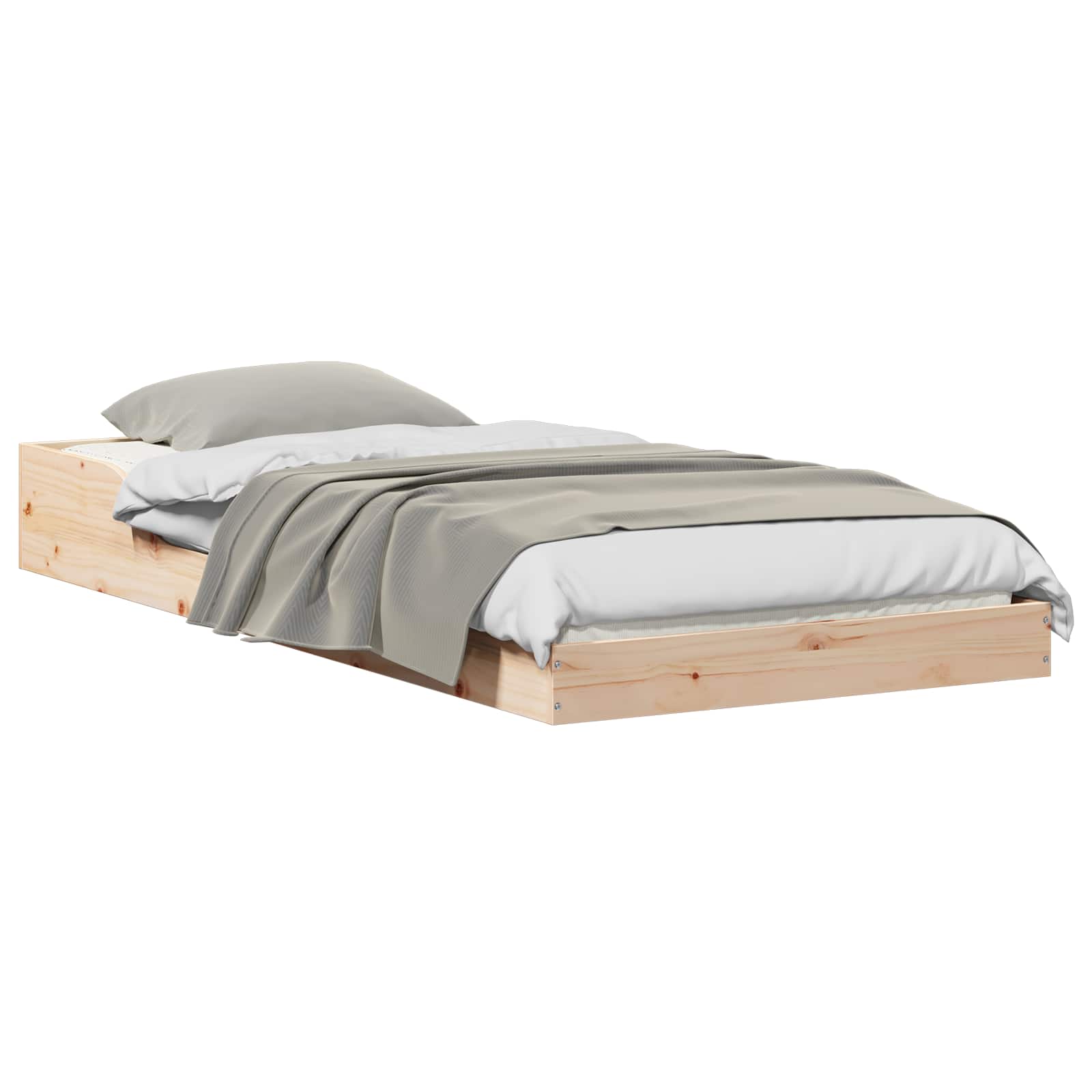 Bettrahmen Natur 75 x 190 cm Massives Kiefernholz