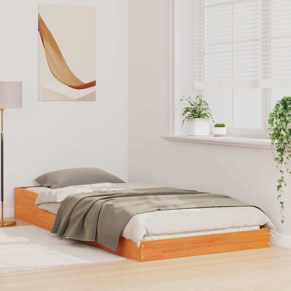 Bettrahmen Wachsbraun 80 x 210 cm Massives Kiefernholz