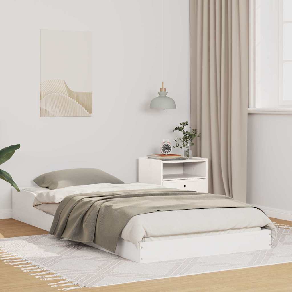 Bettrahmen Weiß 90 x 210 cm Massives Kiefernholz