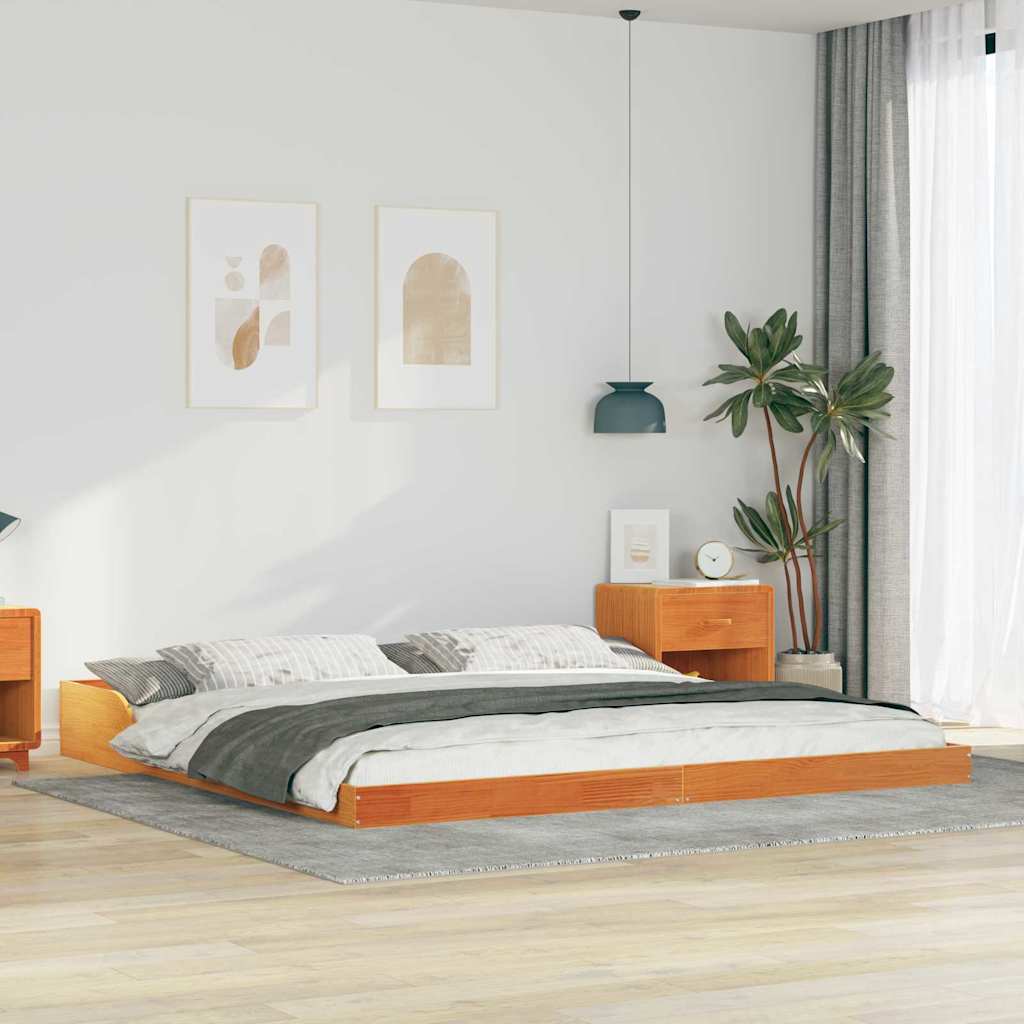 Bettrahmen Wachsbraun 180 x 210 cm Massives Kiefernholz