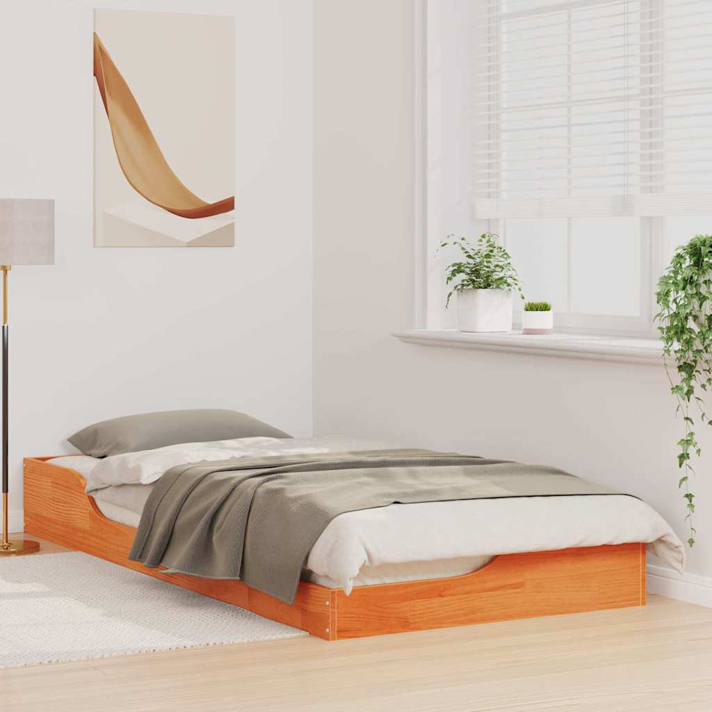 Bettrahmen Wachsbraun 90 x 200 cm Massives Kiefernholz