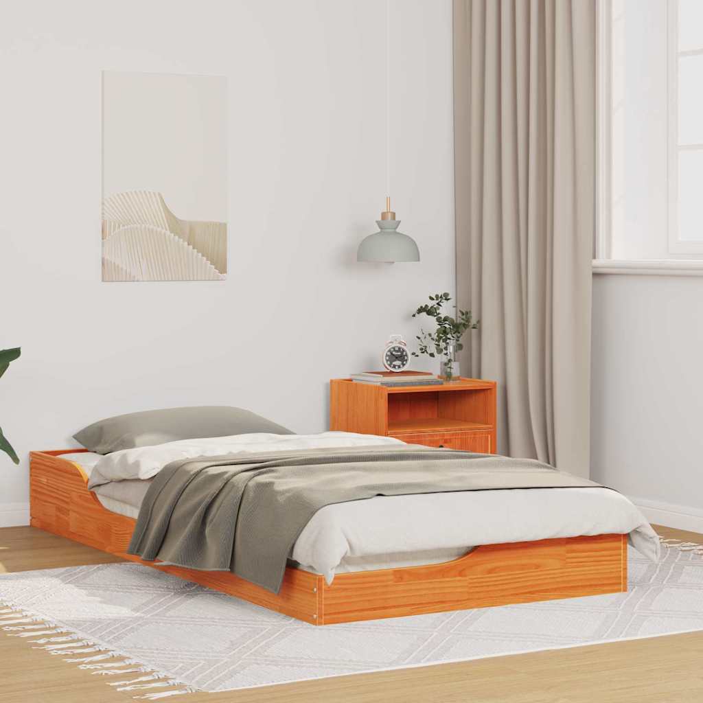 Bettrahmen Wachsbraun 90 x 190 cm Massives Kiefernholz