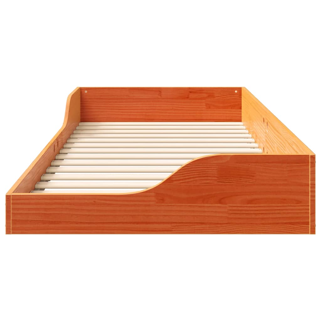 Bettrahmen Wachsbraun 90 x 210 cm Massives Kiefernholz