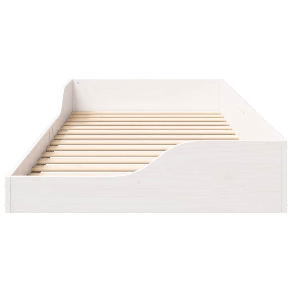 Bettrahmen Weiß 100 x 210 cm Massives Kiefernholz