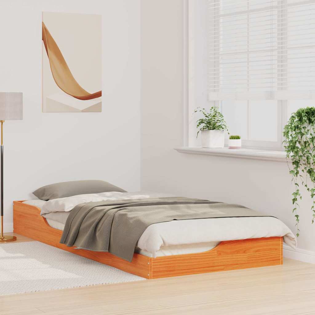 Bettrahmen Wachsbraun 100 x 210 cm Massives Kiefernholz