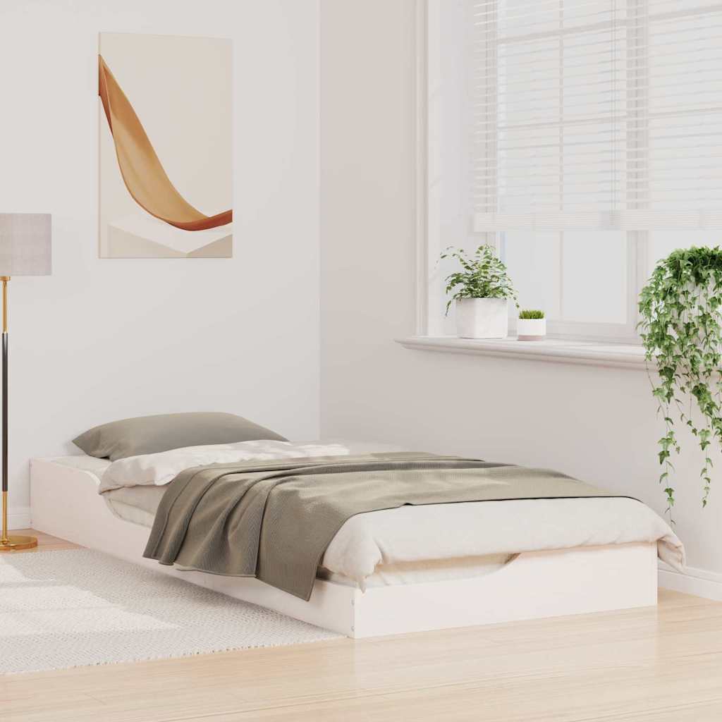 Bettrahmen Weiß 90 x 220 cm Massives Kiefernholz