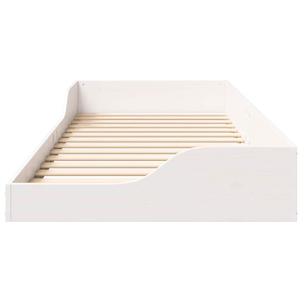 Bettrahmen Weiß 90 x 220 cm Massives Kiefernholz