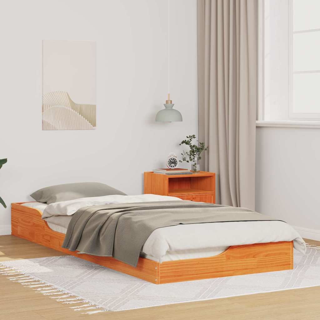 Bettrahmen Wachsbraun 100 x 220 cm Massives Kiefernholz