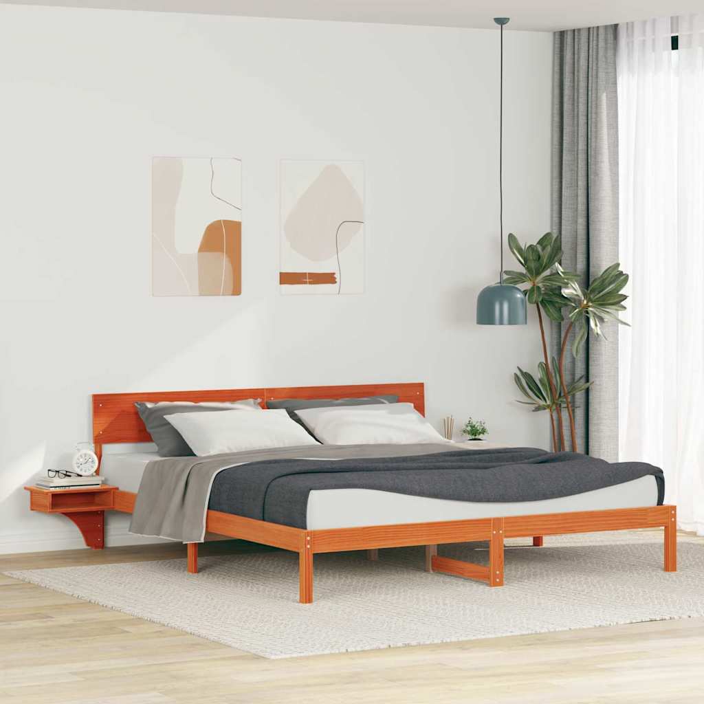 Bettrahmen Wachsbraun 180 x 200 cm Massives Kiefernholz