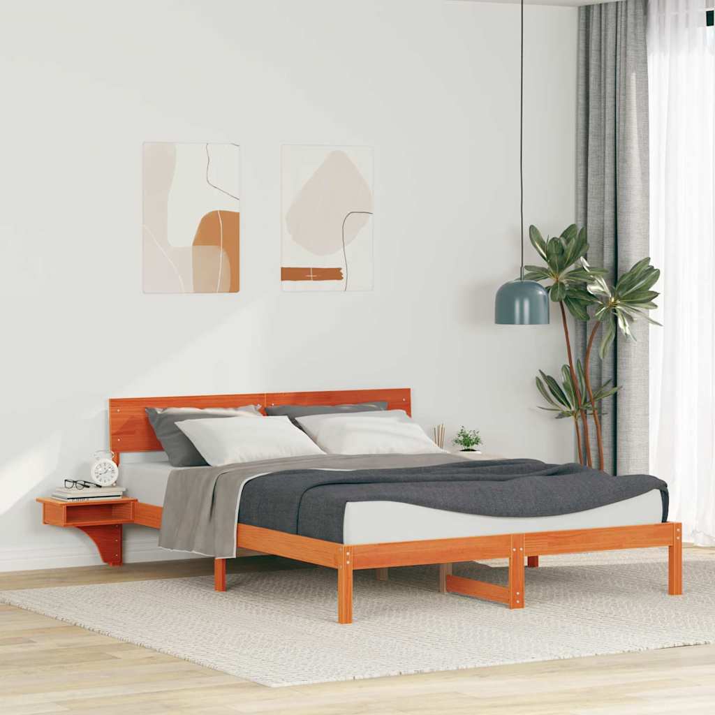 Bettrahmen Wachsbraun 160 x 200 cm Massives Kiefernholz