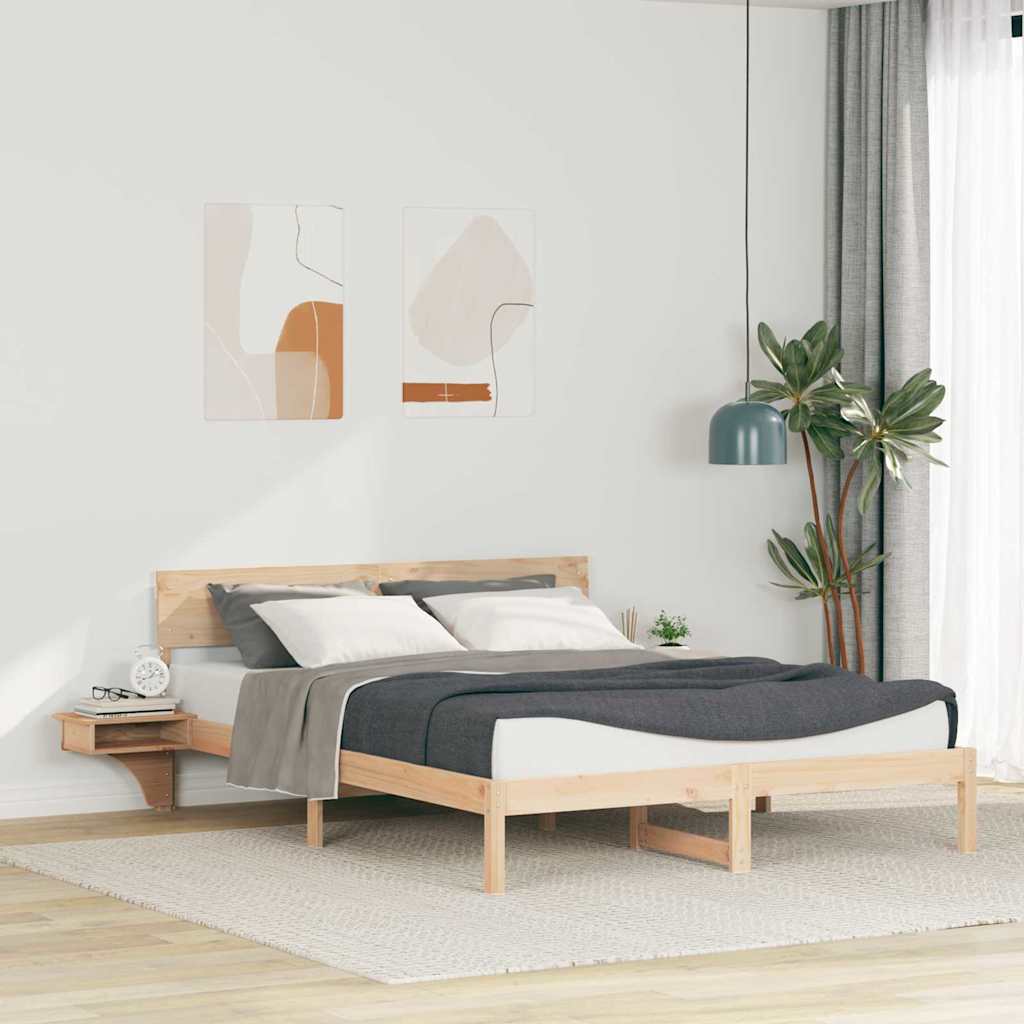 Bettrahmen mit Kopfteil Braun 150 x 200 cm Massives Kiefernholz