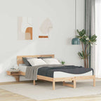Bettrahmen mit Kopfteil Braun 140 x 190 cm Massives Kiefernholz
