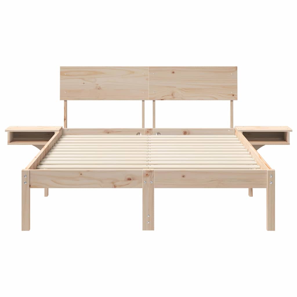 Bettrahmen mit Kopfteil Braun 135 x 190 cm Massives Kiefernholz