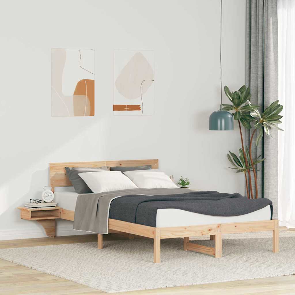 Bettrahmen mit Kopfteil Braun 120 x 190 cm Massives Kiefernholz