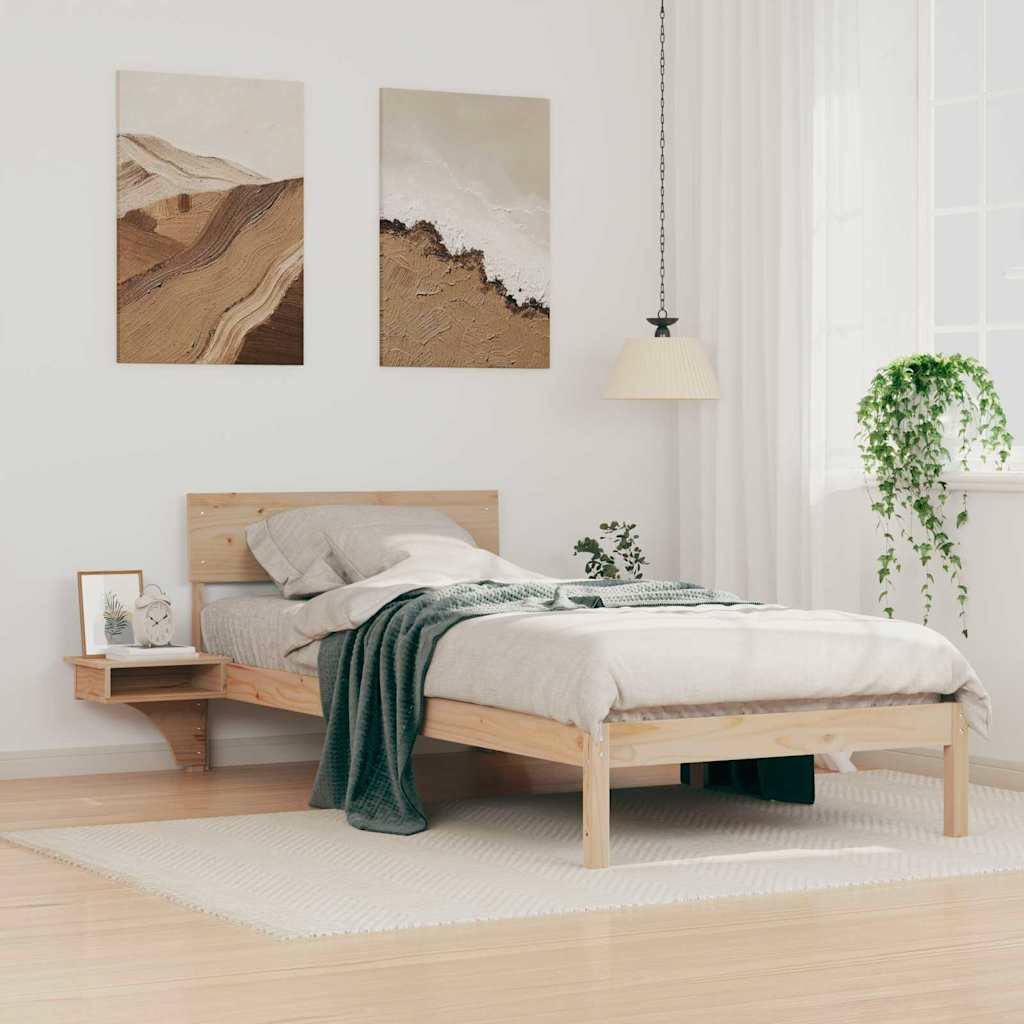 Bettrahmen mit Kopfteil Braun 90 x 200 cm Massives Kiefernholz