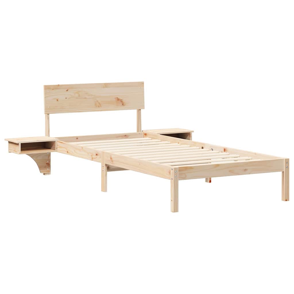 Bettrahmen mit Kopfteil Braun 90 x 200 cm Massives Kiefernholz