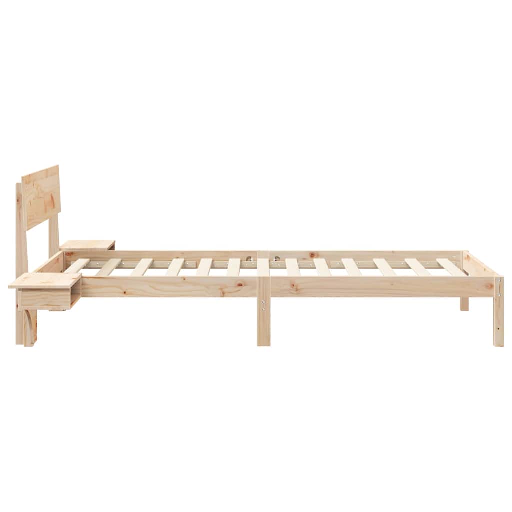 Bettrahmen mit Kopfteil Braun 90 x 200 cm Massives Kiefernholz