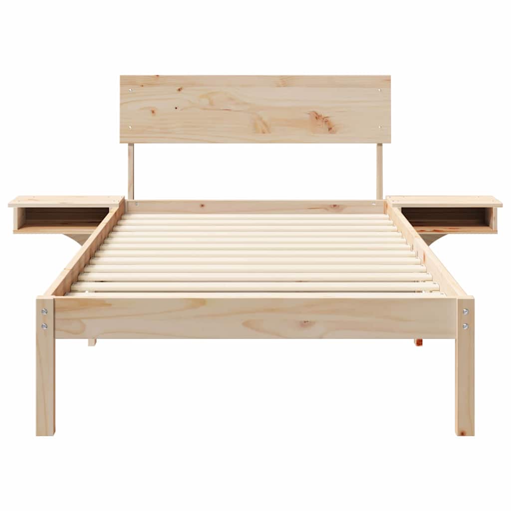 Bettrahmen mit Kopfteil Braun 90 x 190 cm Massives Kiefernholz