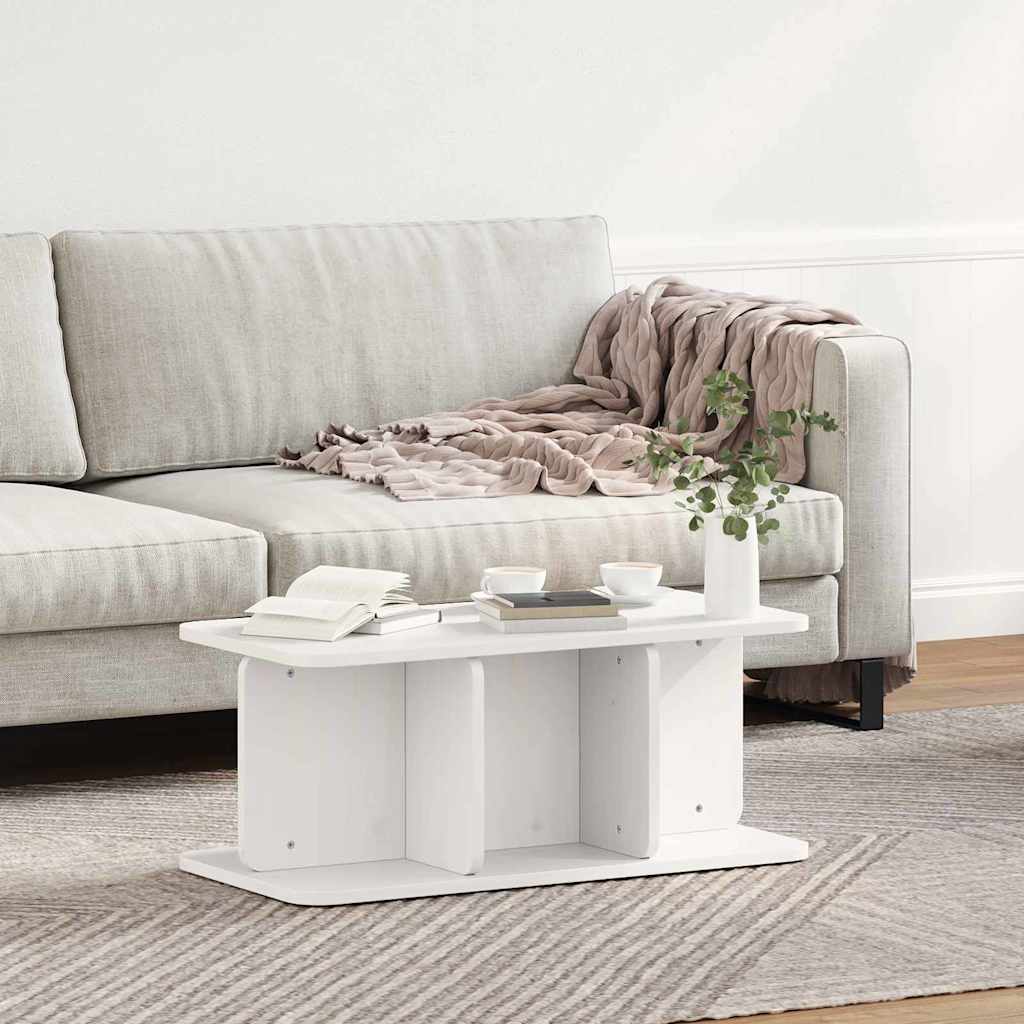 Couchtisch Weiß 80 x 39,5 x 33,5 cm Massivholz Kiefer