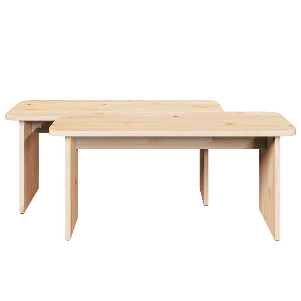 Couchtisch 2 pcs Natur Massivholz Kiefer