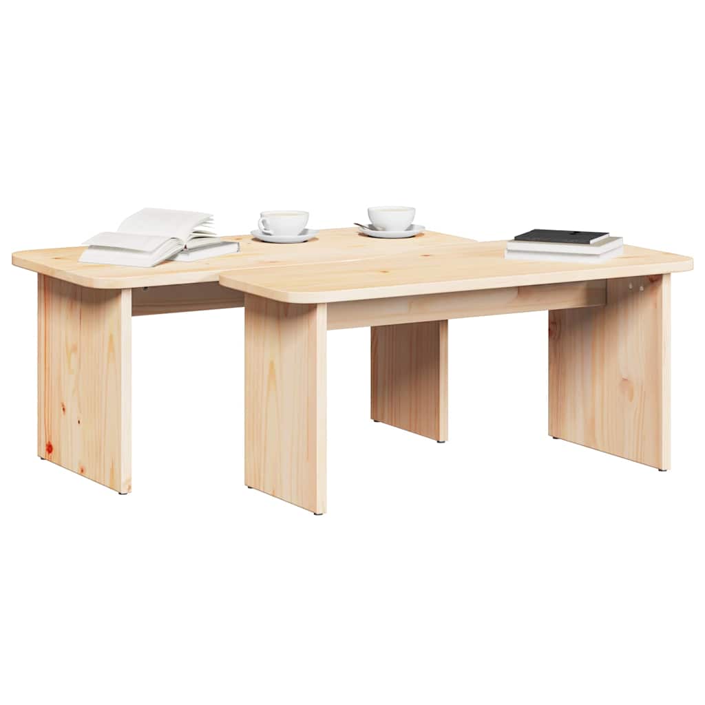 Couchtisch 2 pcs Natur Massivholz Kiefer