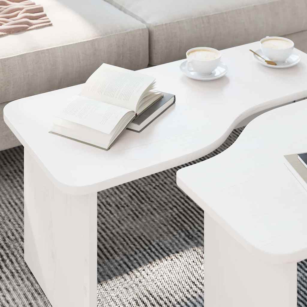 Couchtisch 2 pcs Weiß Massivholz Kiefer